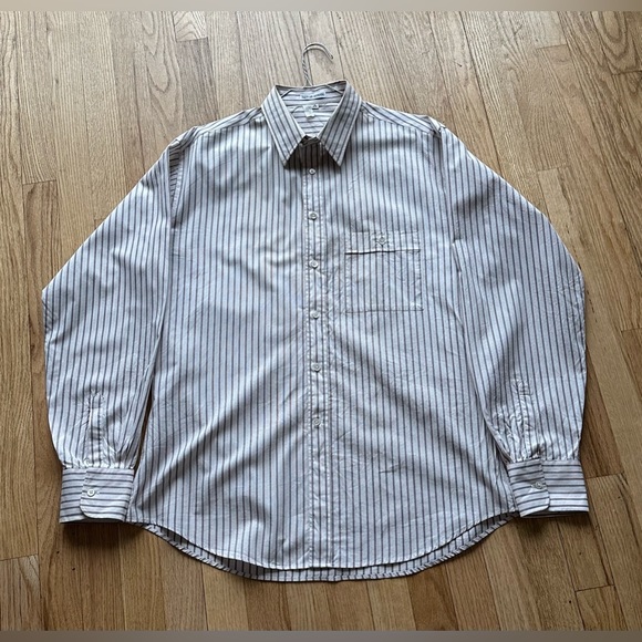 GIORGIO ARMANI MEN’S CASUAL CREAM AND BURGUNDY JACQUARD PINSTRIPE SHIRT 16 34/35 - Picture 4 of 6